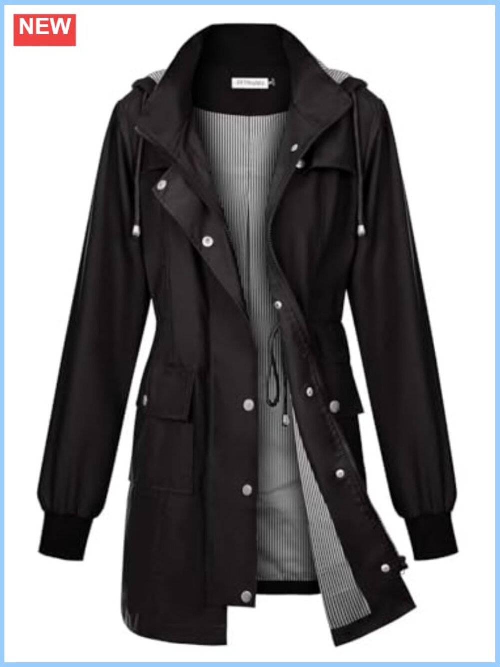 Women's Waterproof Raincoat with Hood, Lightweight Windbreaker Jacket